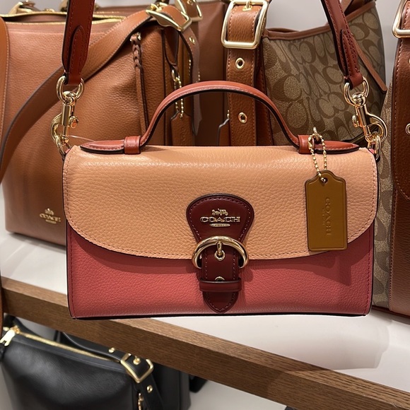 Coach Hand Bag Coach C8161 Kleo Top Handle In Colorblock Pebble Leather Fd Blush - Picture 13 of 16